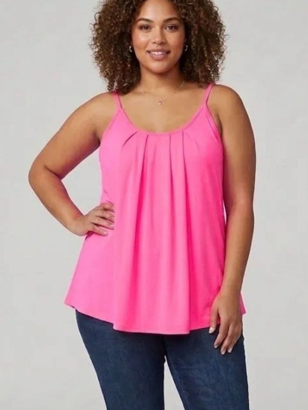 Zenana Outfitters Hot Pink Pleated Spaghetti-Strap Camisole